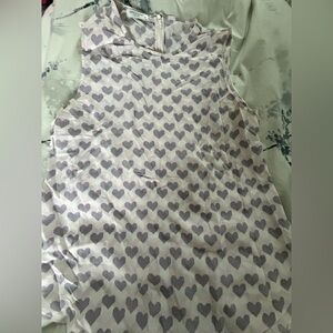 Equipment Sleeveless Heart-Print Blouse in Pink and Gray